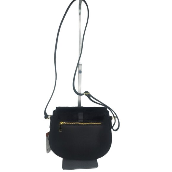 Charlie Leather Black "Mack" Small Half Moon Crossbody-Black Leather & Fur–NWT - Picture 4 of 11